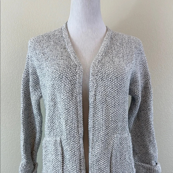 Madewell 100% Cotton Light Gray Open-Front Cardigan with Fringed Hem XXS - Picture 2 of 8